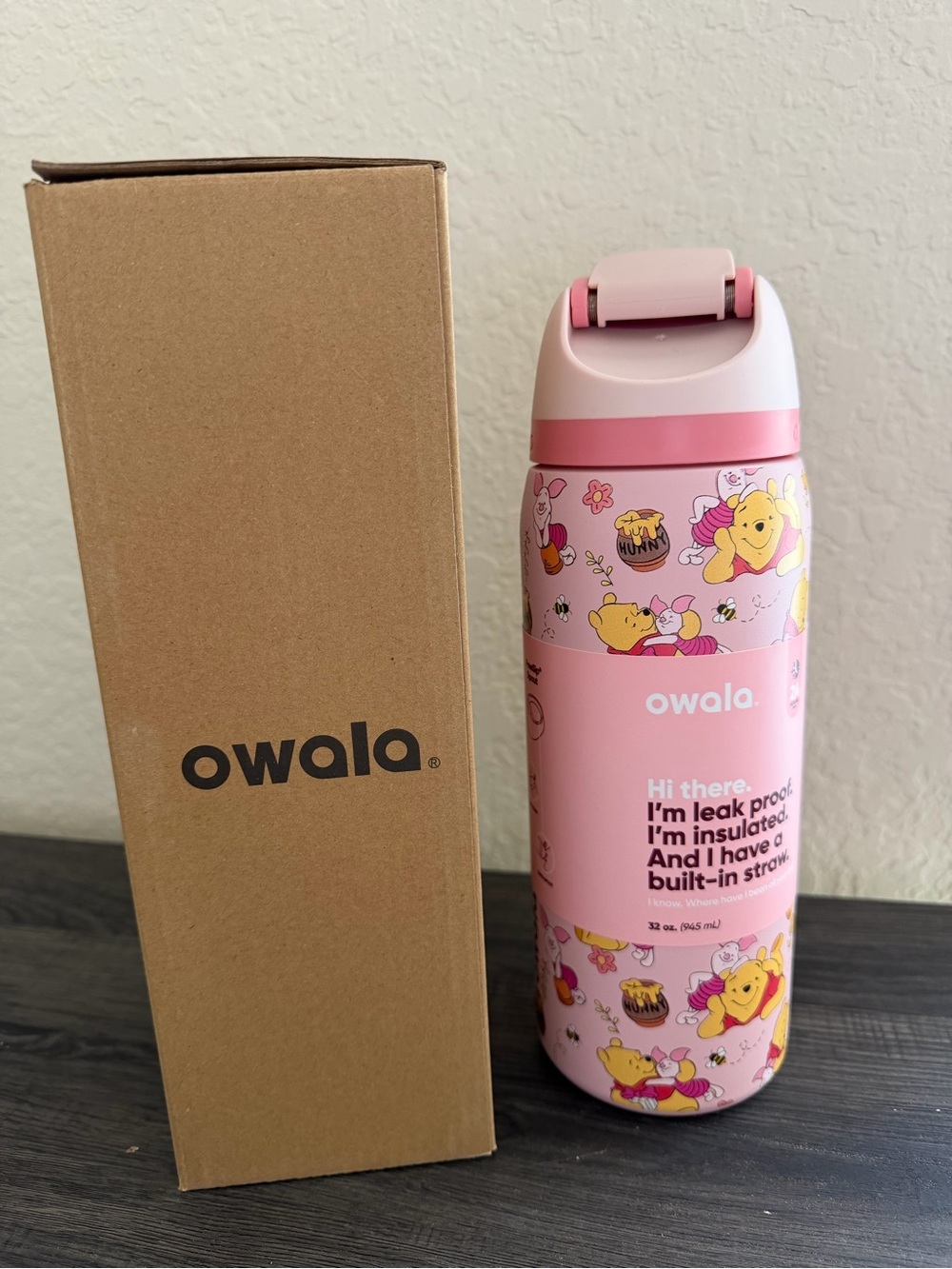 Owala FreeSip 32oz Winnie the Pooh Pink Bottle New